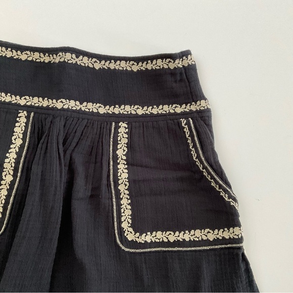 Isabel Marant Etoile Embroided Mini Skirt EU36 M Gray Raw Edge Boho Peasant Chic - Picture 8 of 11